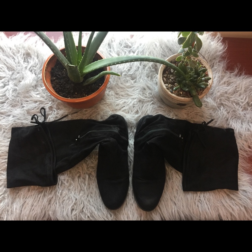 Black thigh high boots